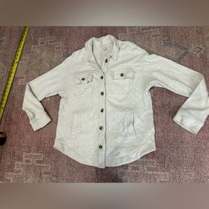 Madewell shirt jacket soft jersey knit button down shacket size small preppy